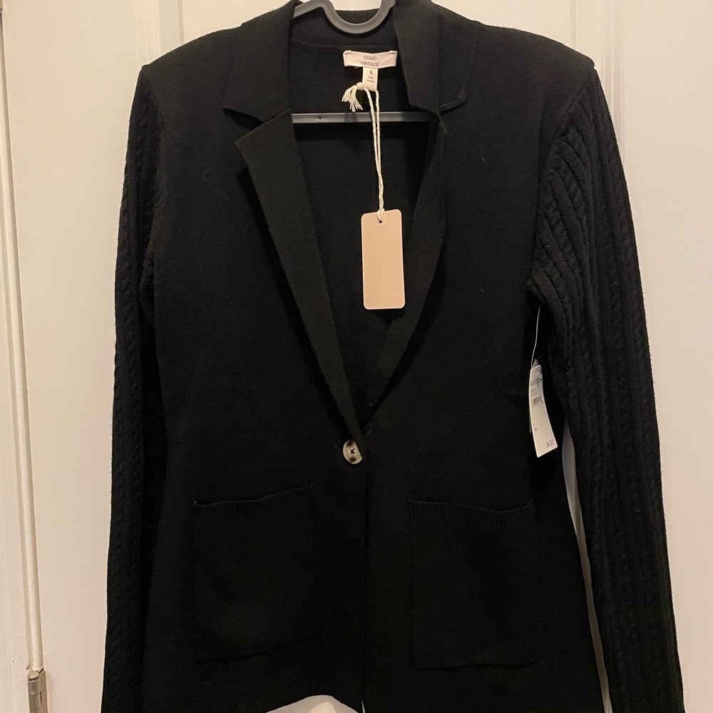 Como Vintage Black Blazer Structured Suit Jacket